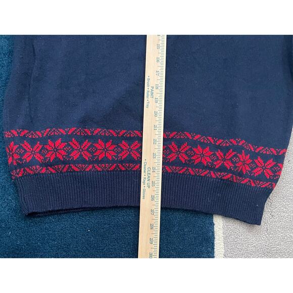 Vintage Le Tigre Men's Large Wool Blend Blue Red Holiday Sweater - Picture 8 of 8